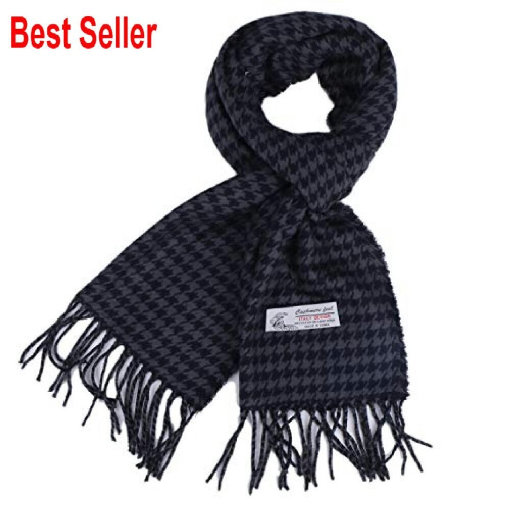 Herringbone Houndstooth Checked Pattern Cashmere … - image 2